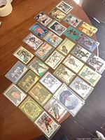 Overhead view of all Pavel Bure cards arranged on table