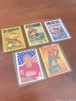 Fronts of five of the six vintage hockey cards