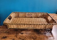 Full view of rectangular wicker tray