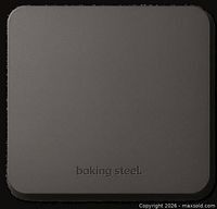Front view of square steel slab with logo
