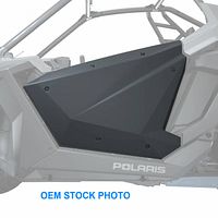 Aluminum lower door panel mounted on vehicle