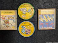 Group shot of all four peg maze games showing shapes, artwork and overall wear