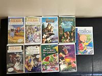 All nine VHS tapes laid out for overview
