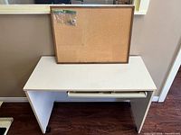 Desk and cork board front view