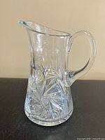 Full right-side view of cut crystal pitcher