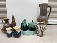 Group shot of all pottery items showing sizes and colours
