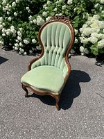Front view showing overall design and upholstery