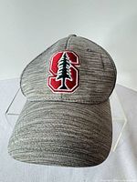 Front view of gray baseball cap with Stanford block S logo