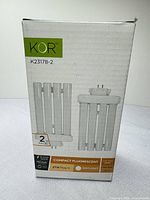 Front of outer two-pack box showing brand, model and bulb images