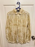 Full view of shirt on hanger