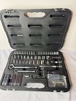 Open case showing full socket set layout