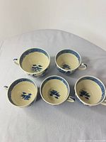 Five Wedgwood Willow teacups interior view