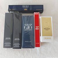 Front view of all six boxed fragrance minis