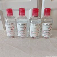 Four Bioderma Sensibio H2O bottles front view