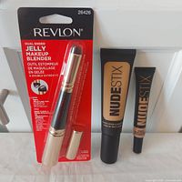 Revlon jelly blender in package with two Nudestix tubes