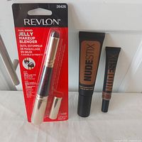 Revlon jelly blender in sealed pack, Nudestix foundation and concealer tubes