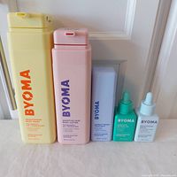 All five Byoma products upright against white background