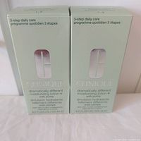 Front view of two sealed Clinique Dramatically Different Moisturizing Lotion+ 125 ml boxes