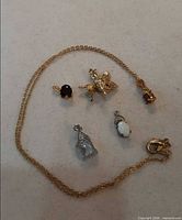 Chain and five pendants displayed together