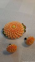 front view of brooch and earrings