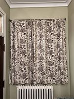 Curtain panels installed on rod showing full size and pattern