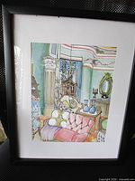 Front view of framed artwork showing image and frame
