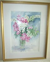 Front view of framed watercolor showing artwork, mat and frame