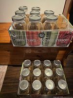 Two boxed sets of mason jars showing total quantity