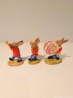 Three Bunnykins Oompah Band figurines front view