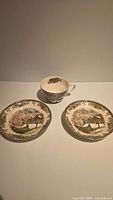 cup and two saucers front view