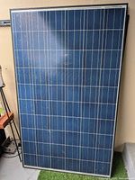 Front view of blue polycrystalline solar panel