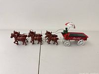 Full view of four horses and Coca-Cola wagon