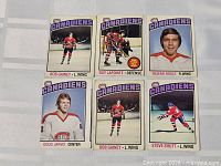 Six O-Pee-Chee Montreal Canadiens cards laid out