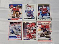 Six Patrick Roy cards laid out in two rows