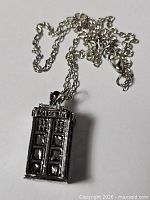 Full view of TARDIS pendant on chain