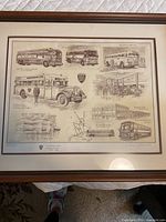 full view of framed Paul Sheard Grey Coach Lines print