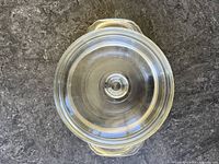 Top view of clear glass casserole with lid