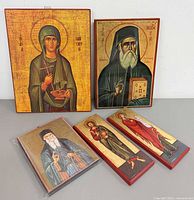 Front view showing all five wooden Byzantine icons