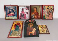 All seven icon plaques front view