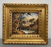 Front view of framed painting, showing full artwork and gilded frame