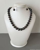 Necklace on bust with matching earrings hung
