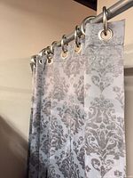 Top portion of panels showing silver metal grommets and rings
