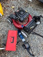 Full view mower, toolbox, chainsaw