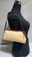 Bag on mannequin showing overall size, shape and strap drop
