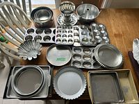 Full spread of all bakeware pieces on table