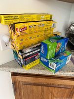 All boxes stacked showing brands and counts