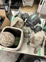 overview of all garden decor items on table
