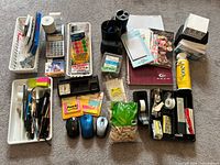 Entire lot laid out showing range of office supplies