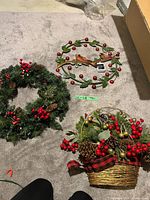 Group shot showing all three holiday décor pieces
