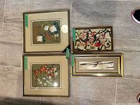 All four framed prints laid out together